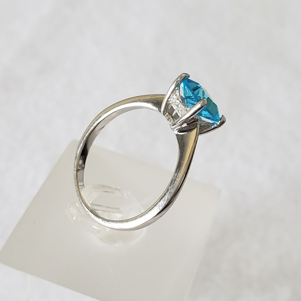 Sterling Princess Cut Acqua Ring - Picture 4 of 8